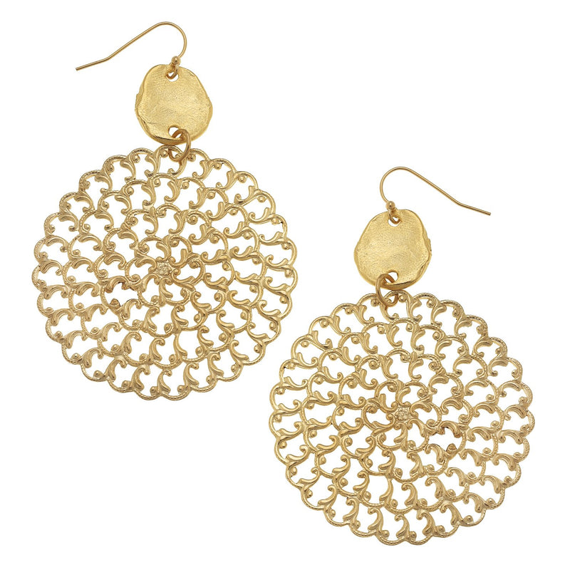 Susan Shaw Gold Oval & Filigree Earrings - Susan Shaw Jewelry