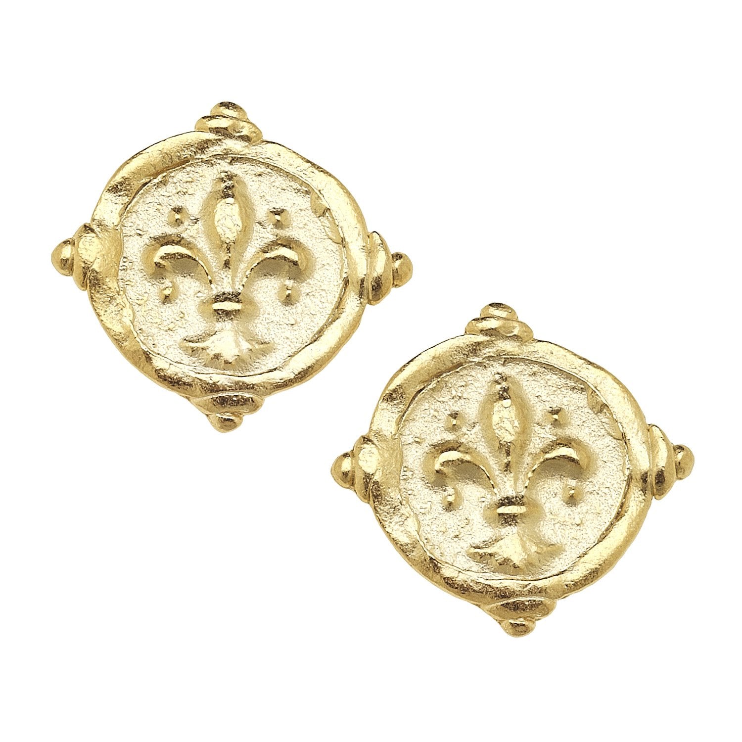 Susan Shaw Fleur De Lis Intalgio Studs Susan Shaw Jewelry