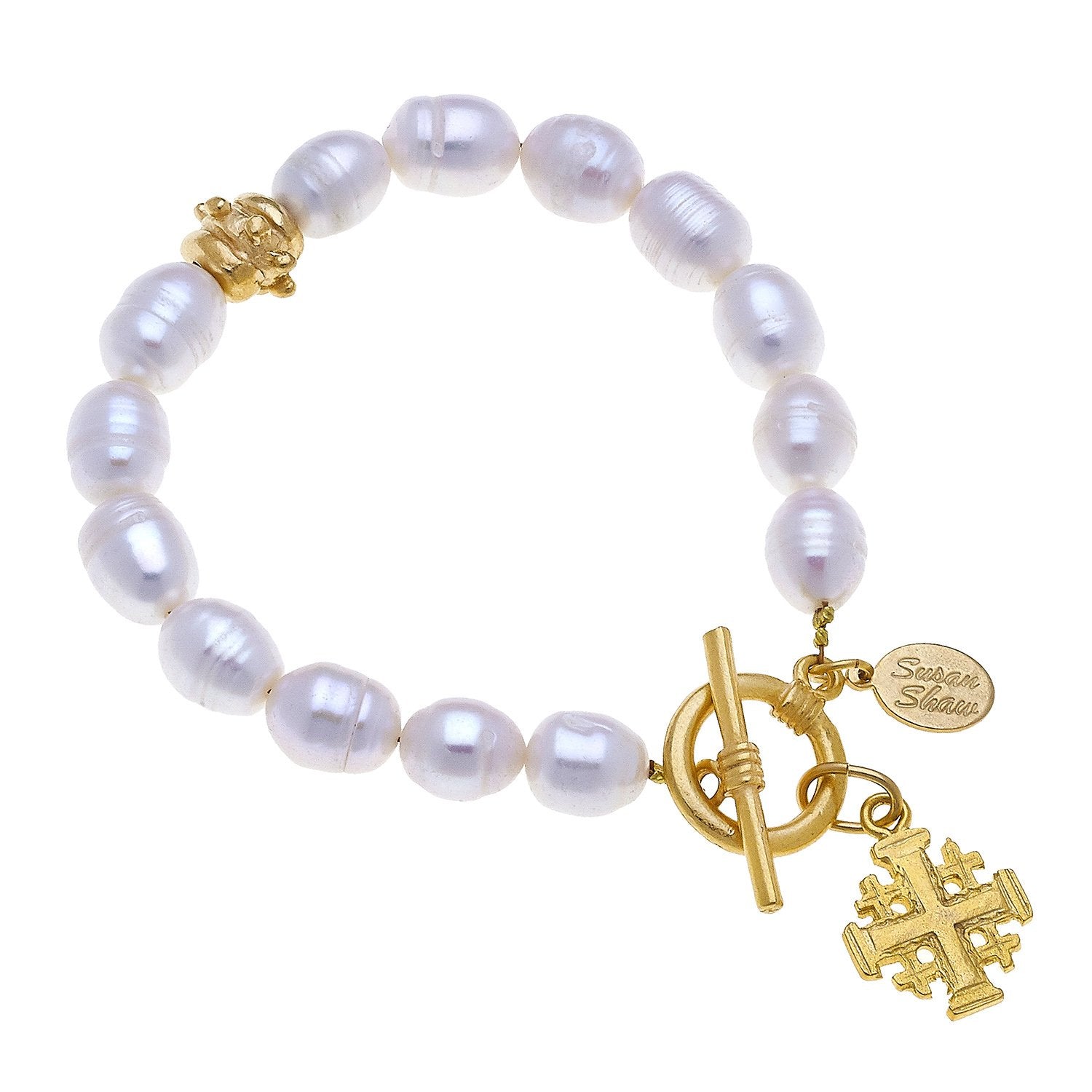 Susan Shaw Multi Cross Pearl Bracelet