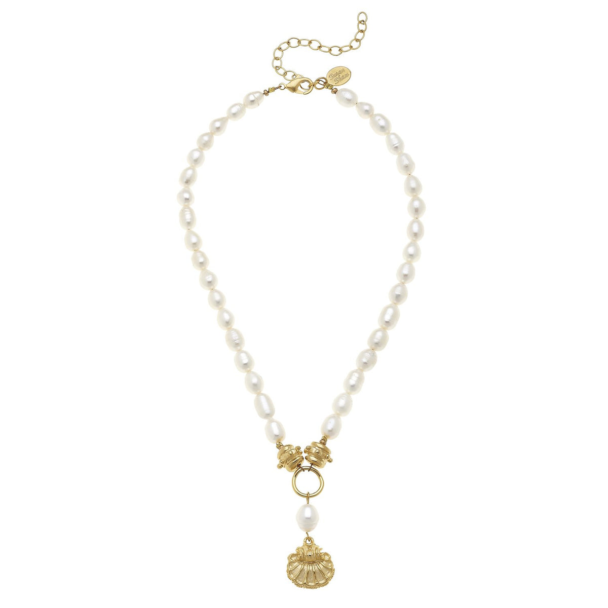 Susan Shaw Pearl Scallop Drop Necklace - Susan Shaw Jewelry