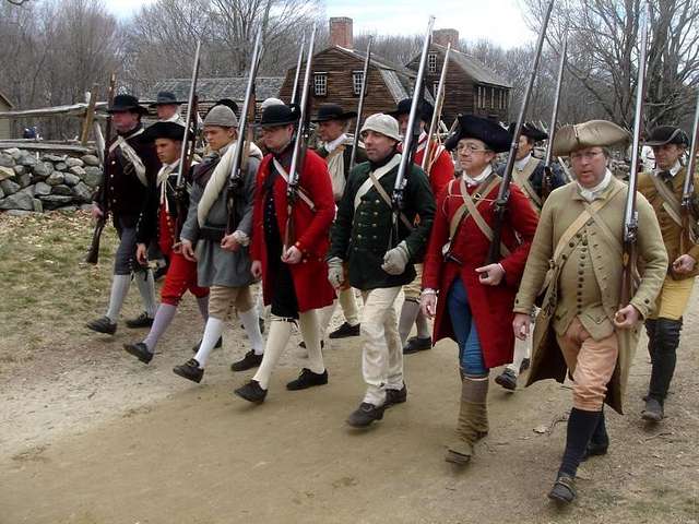 Colonial militia reenactment minute man national historical park