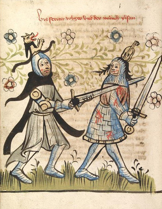 Example of two handed use vs. half-sword