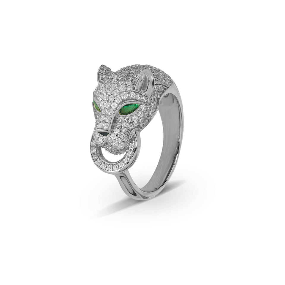 Ring Puma Head 14k Yellow Gold Plated 
