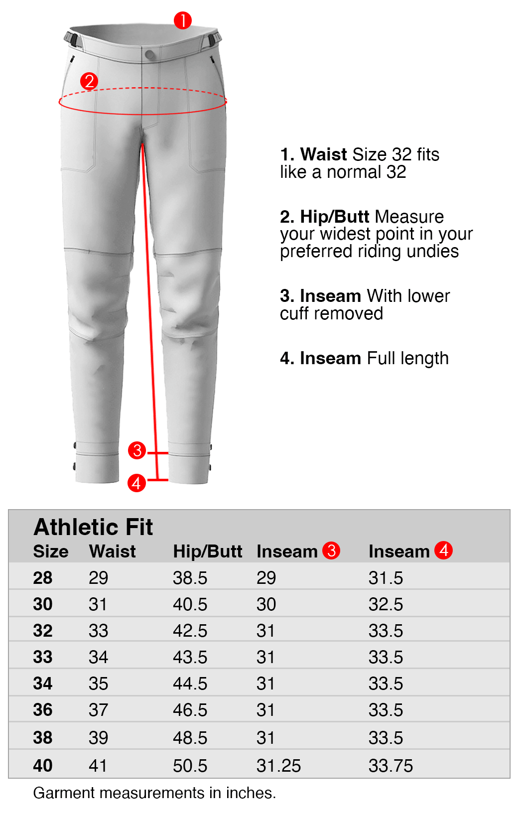 Size Guide - Abit Gear Stoke Extender MTB Pants