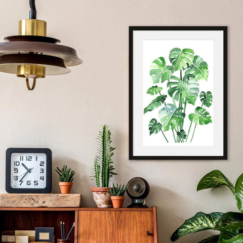 monstera watercolour leaves art print best botanical prints to buy