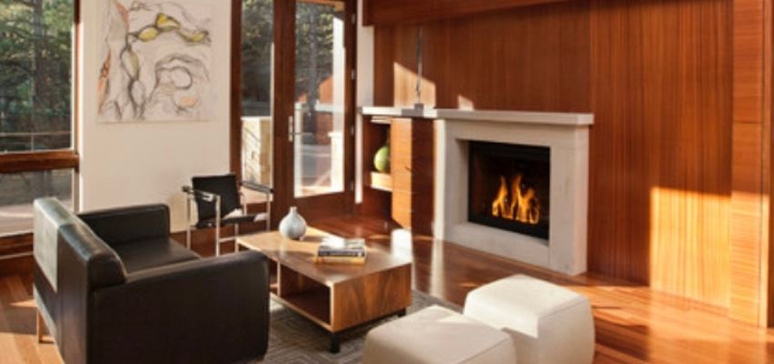 Sustainable living room ideas wood panelling 