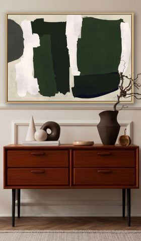 mid century modern new large canvas art by abstract house product launch at decorex 2023