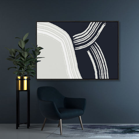 modern navy blue canvas wall art abstract retro living room ideas
