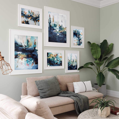 blue wall art gallery framed prints