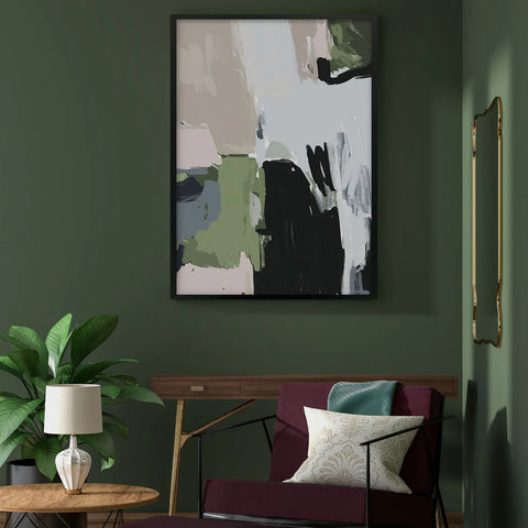 abstract green large modern canvas art print UK
