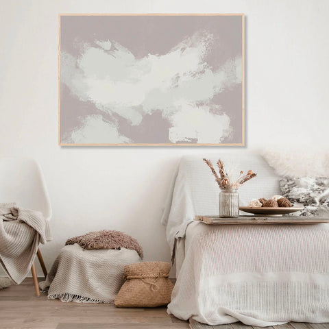 Neutral Wall Art Cloudy taupe modern abstract art on canvas