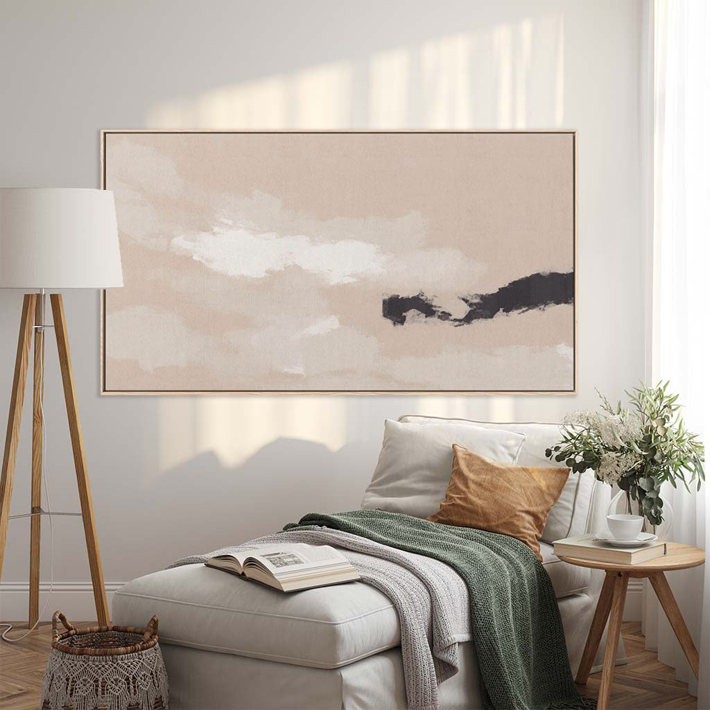 modern neutral abstract beige canvas wall art for living room