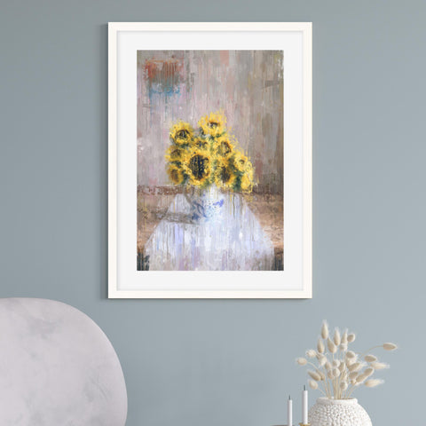 impressionist sunflowers botanical art print