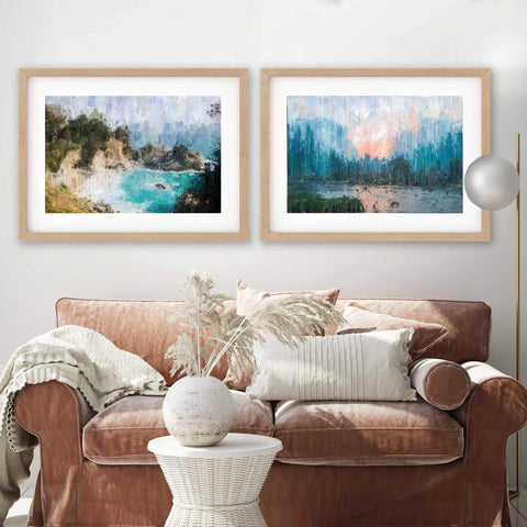 impressionist coastal art prints set of 2