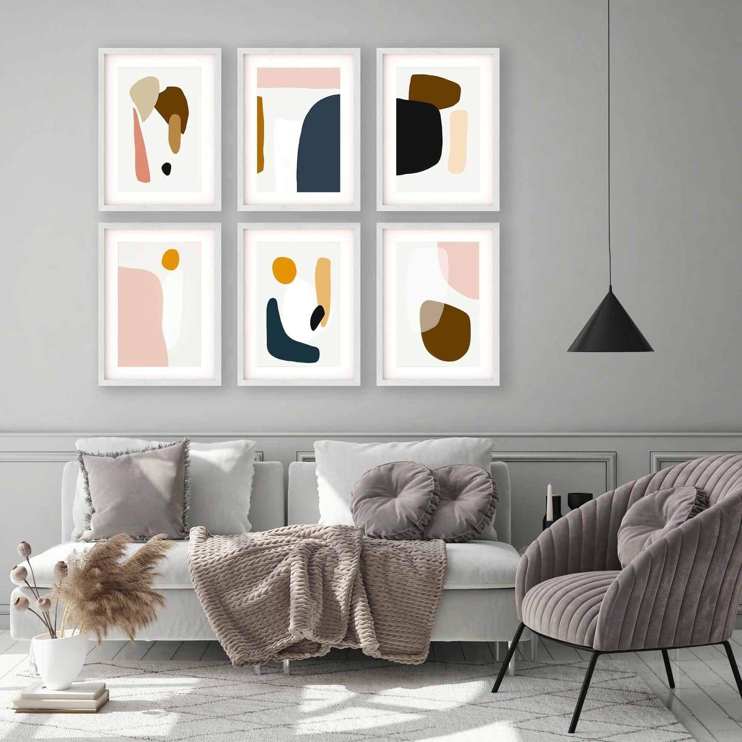 colourful abstract shapes art print living room decor