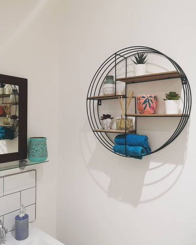 bathroom shelfie geometric shelves