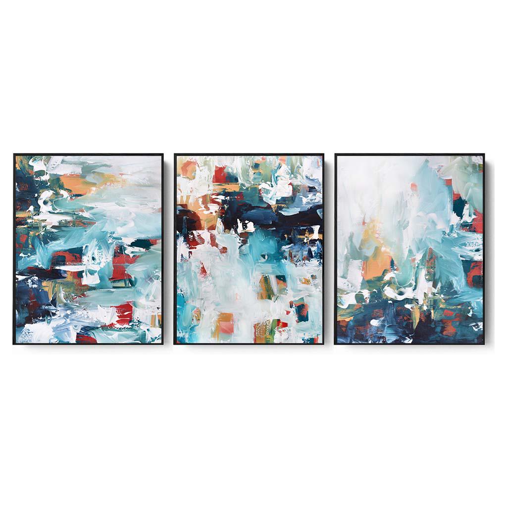 Colourful Landscape Canvas Set Of 3 Black Canvas Set Of 3 - Abstract House