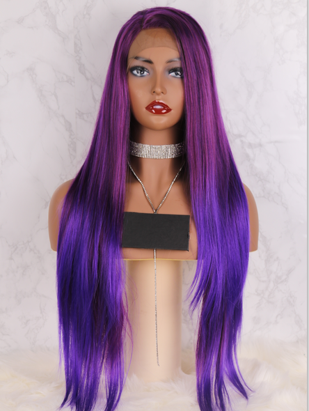 blue and purple wig