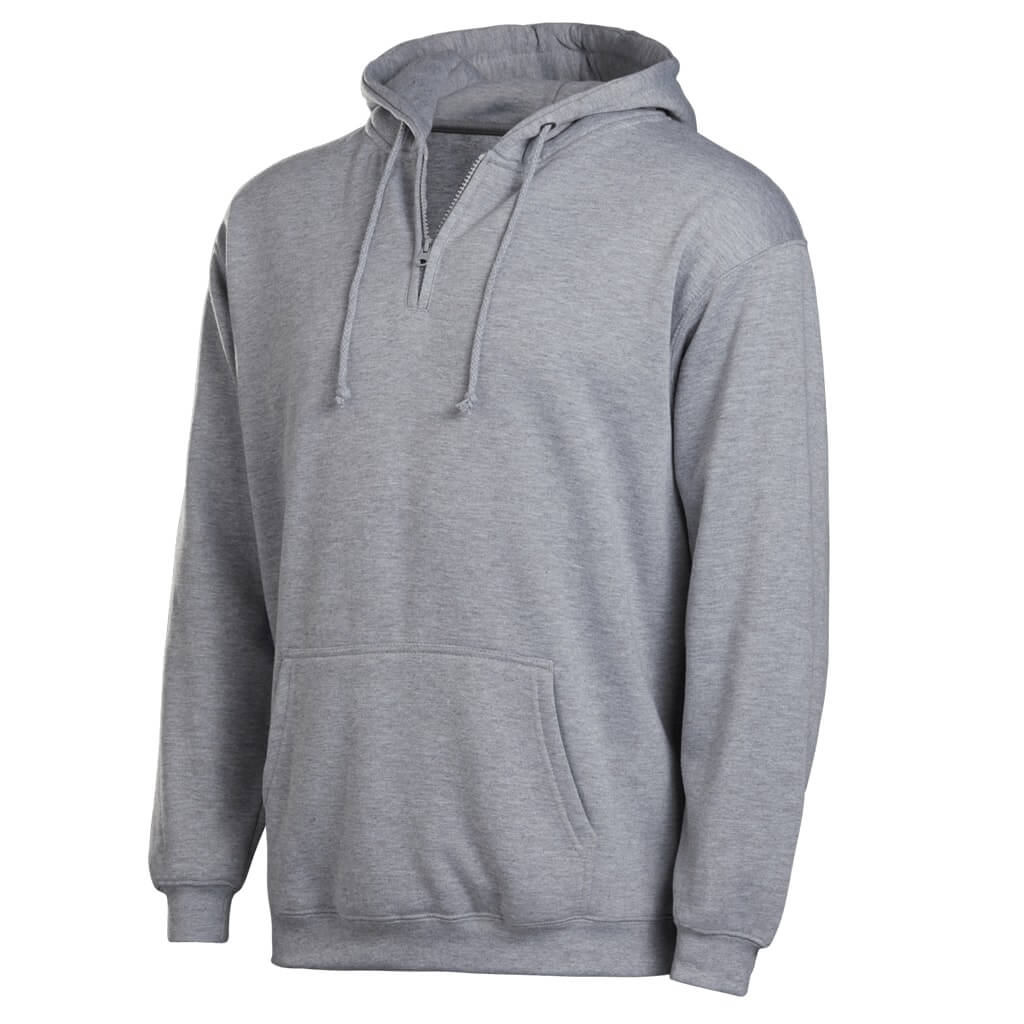 grey pullover hoodie with white strings