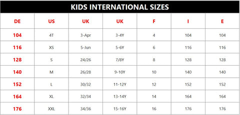 girls shirt size chart