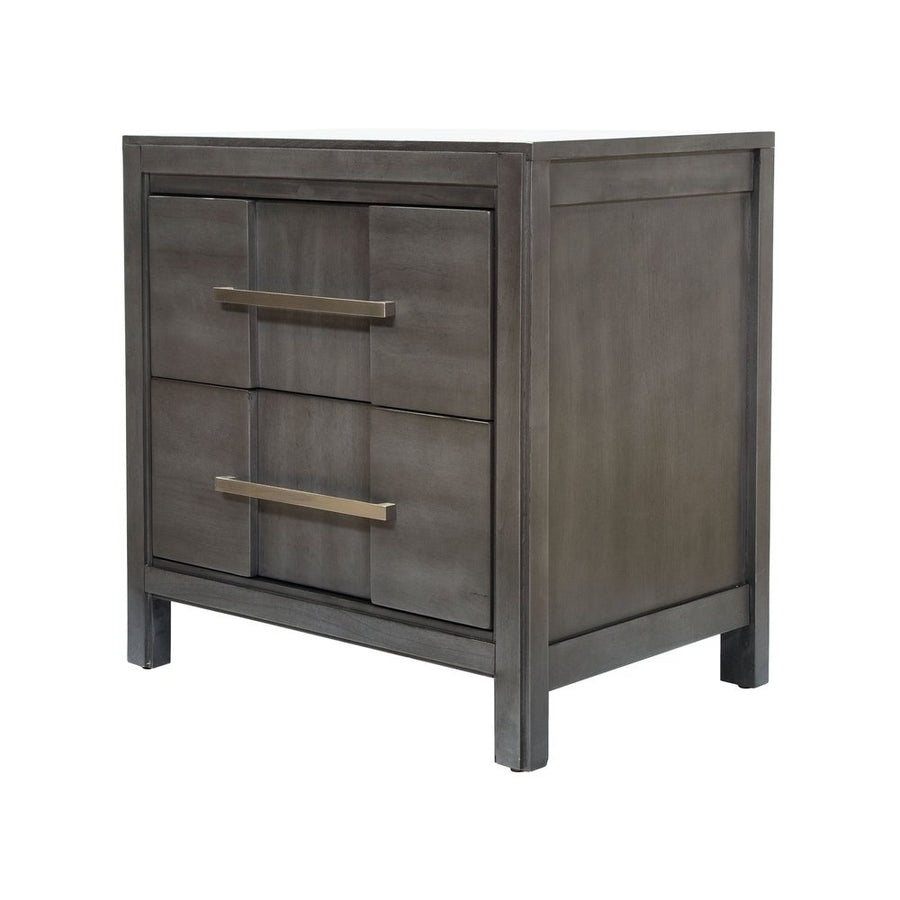 Contemporary Solid Wood 2 Drawer Nightstand Grey Roomsanddecor Com