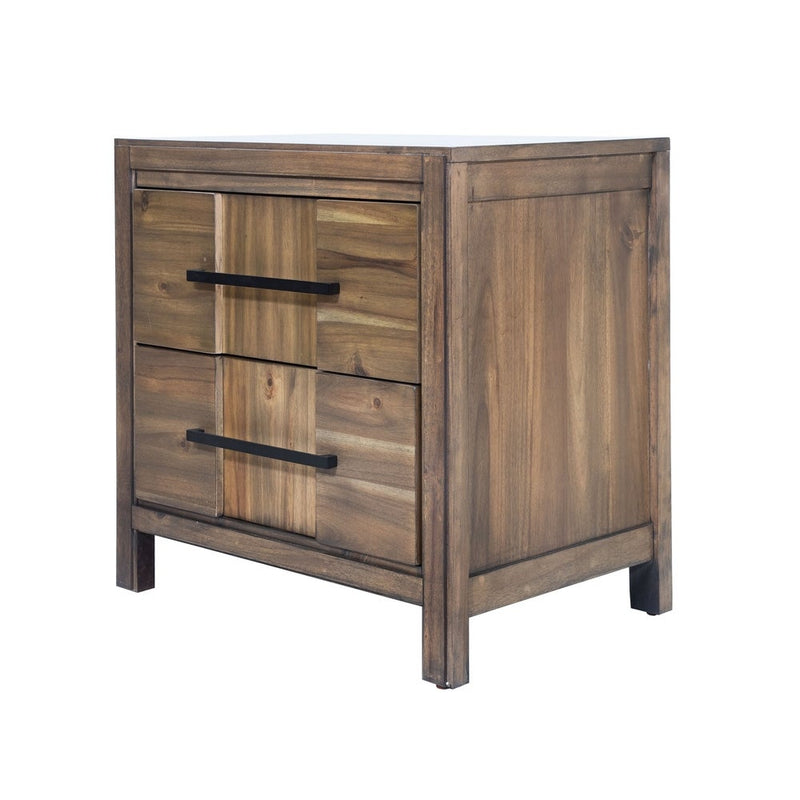 Contemporary Solid Wood 2 Drawer Nightstand Grey Roomsanddecor Com