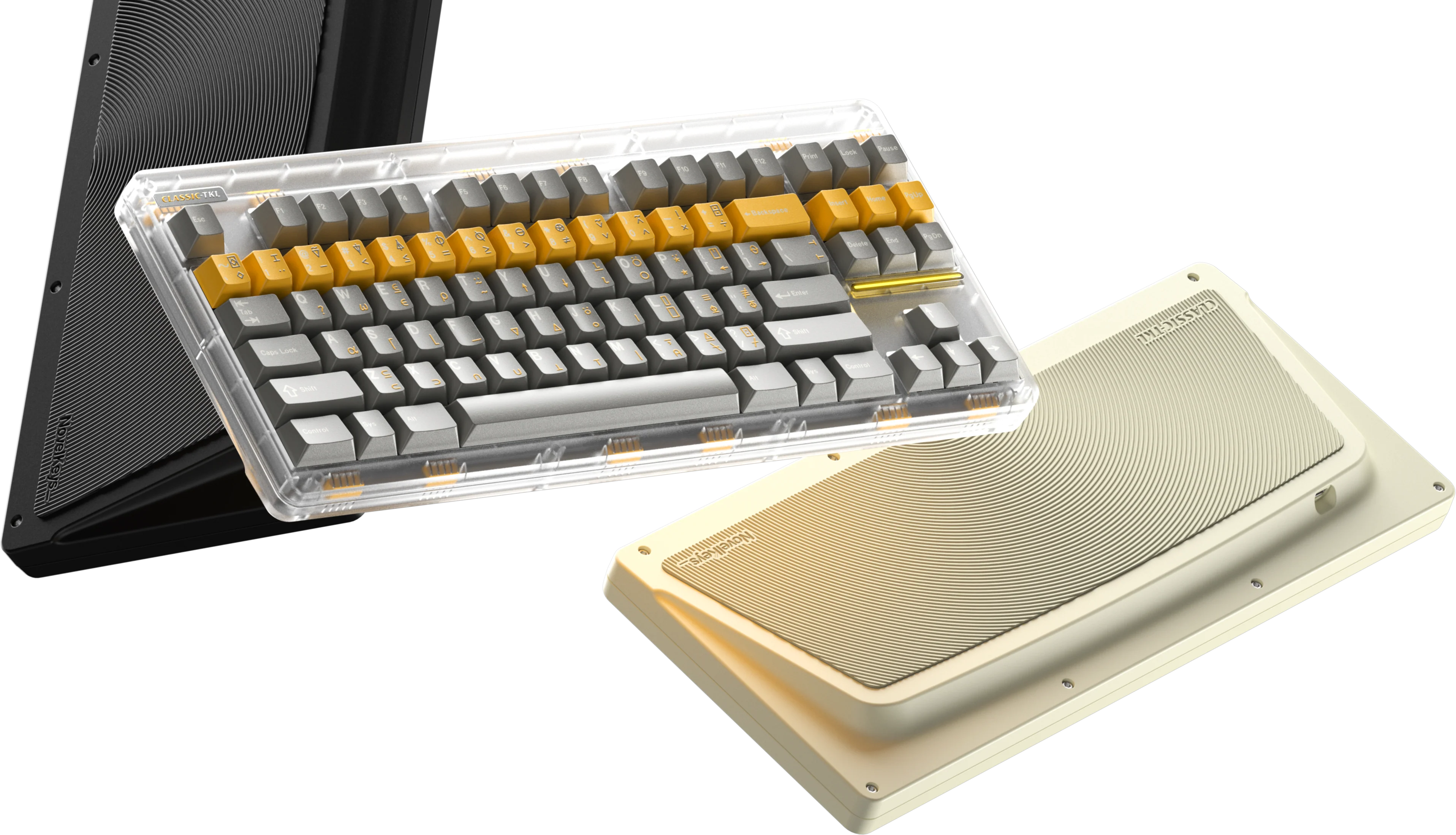 Each of the three launch colors of the Classic TKL floating