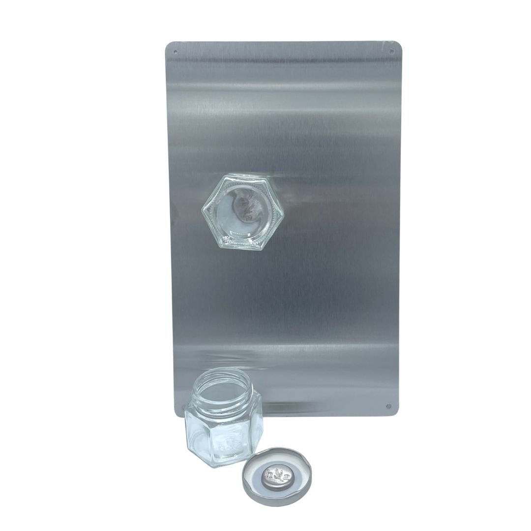 Stainless Steel Wall Plate for Use & Refill Magnetic Jars