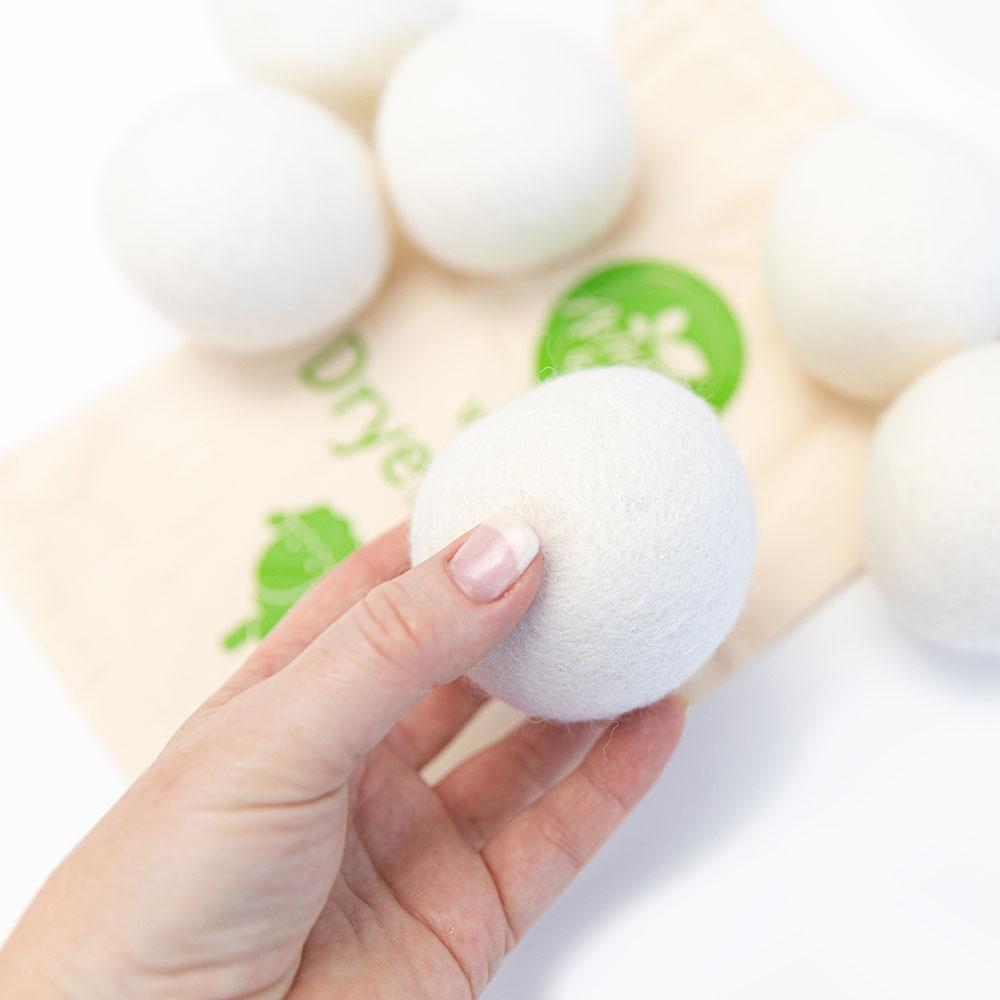 Wool Dryer Balls (6) With Storage Pouch