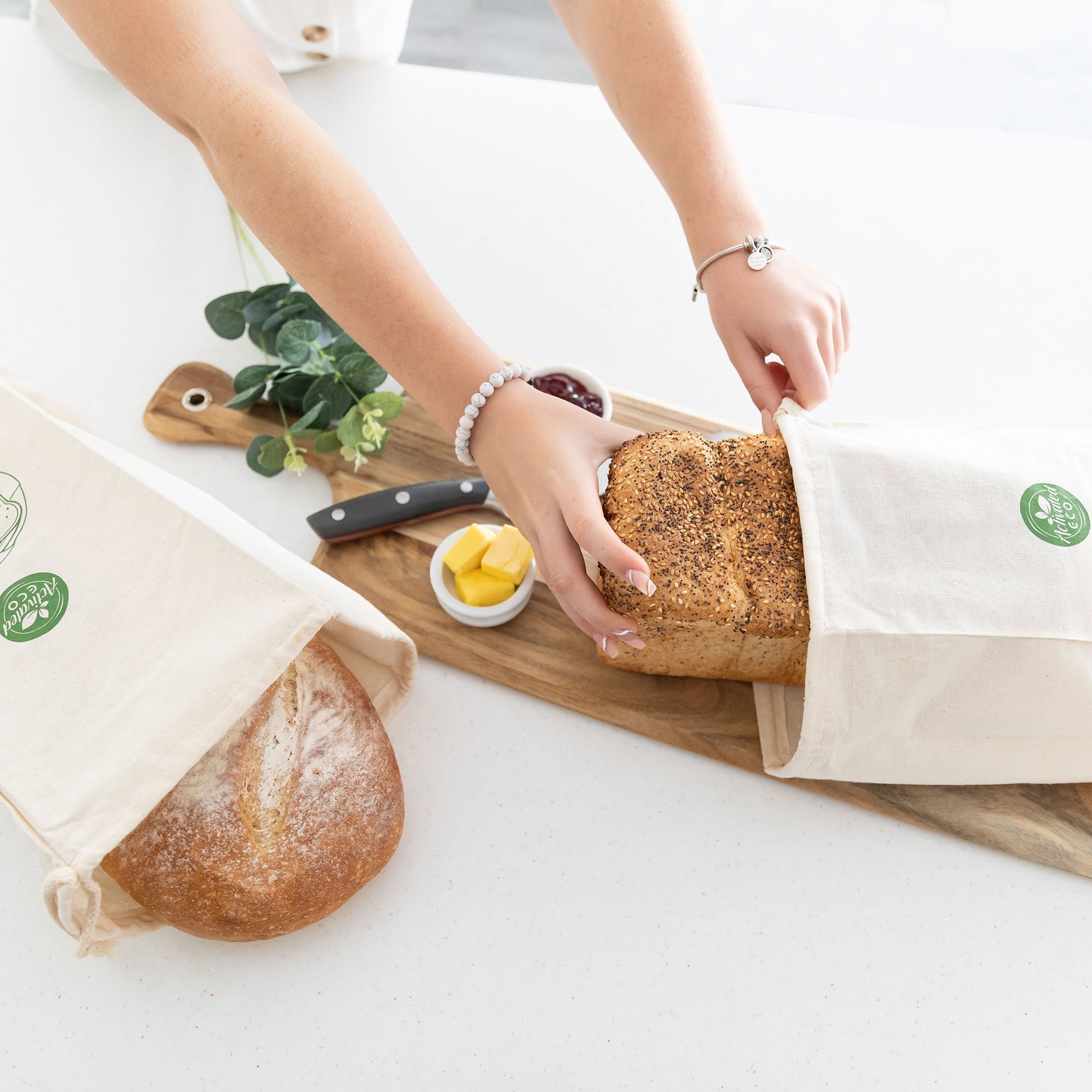 Organic Cotton Bread Bag 2 Pack