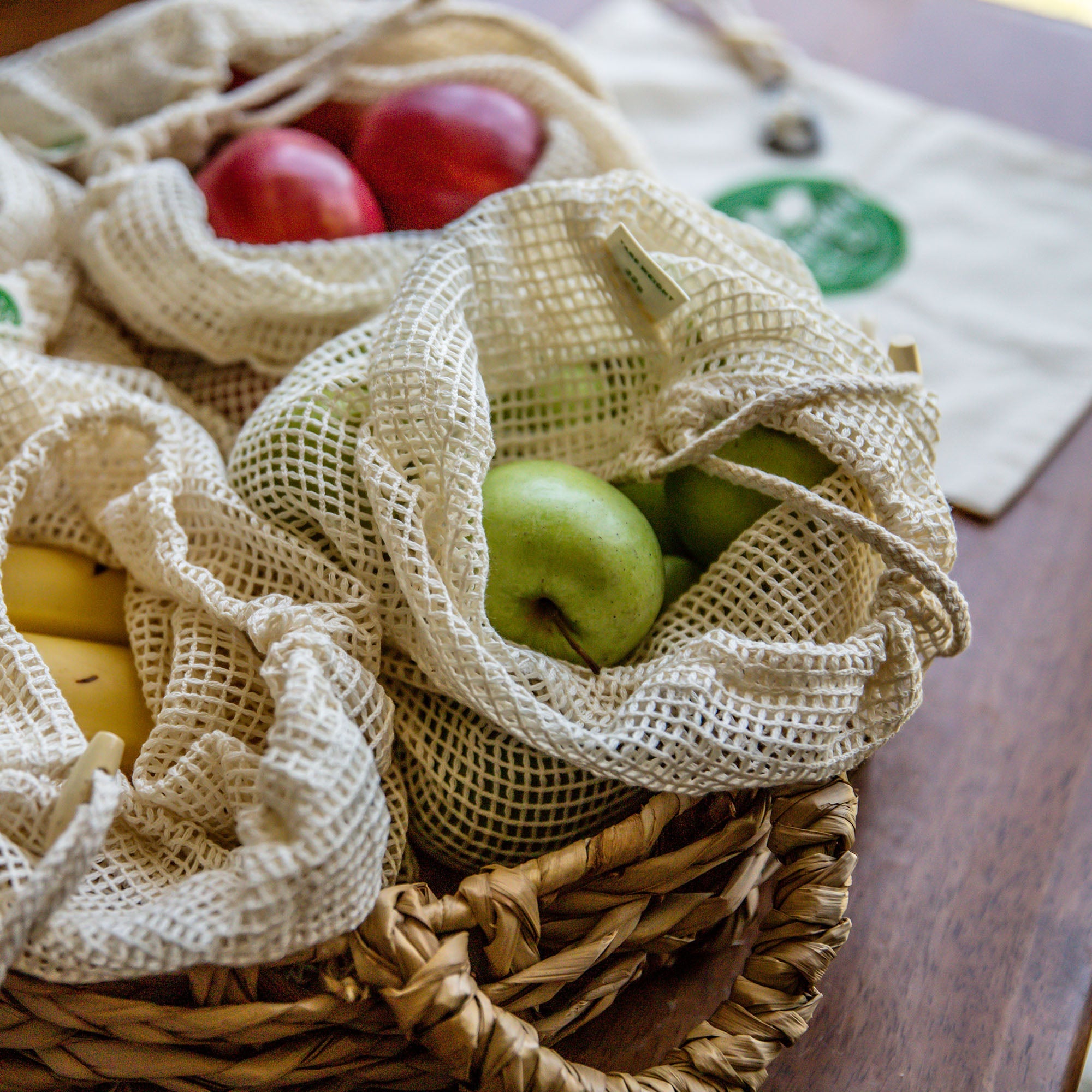 Organic Cotton Mesh Produce Bags - Set of 5