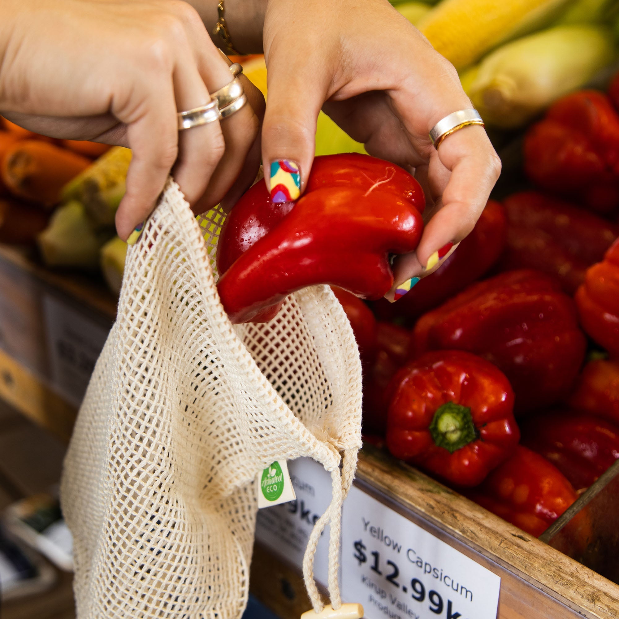 Organic Cotton Mesh Produce Bags - Set of 5