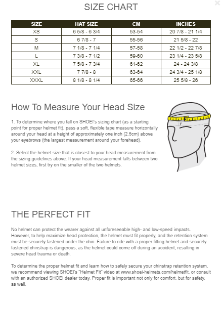 shoei neotec shell sizes