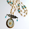 #3 Madonna and Child Necklace - Pearls Turquoise Amazonite Victorian Mourning Locket