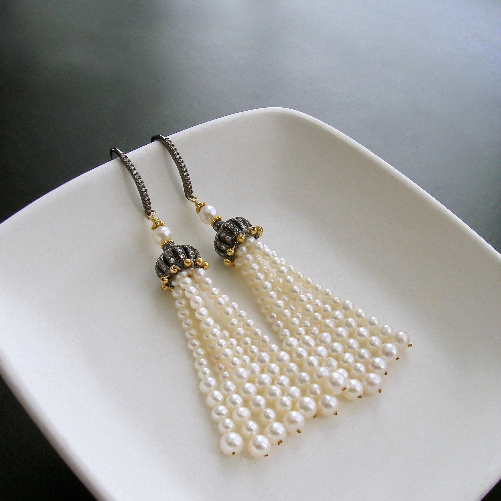 Graduated Pearl Tassel Earrings Anais II Earrings Karen Sugarman