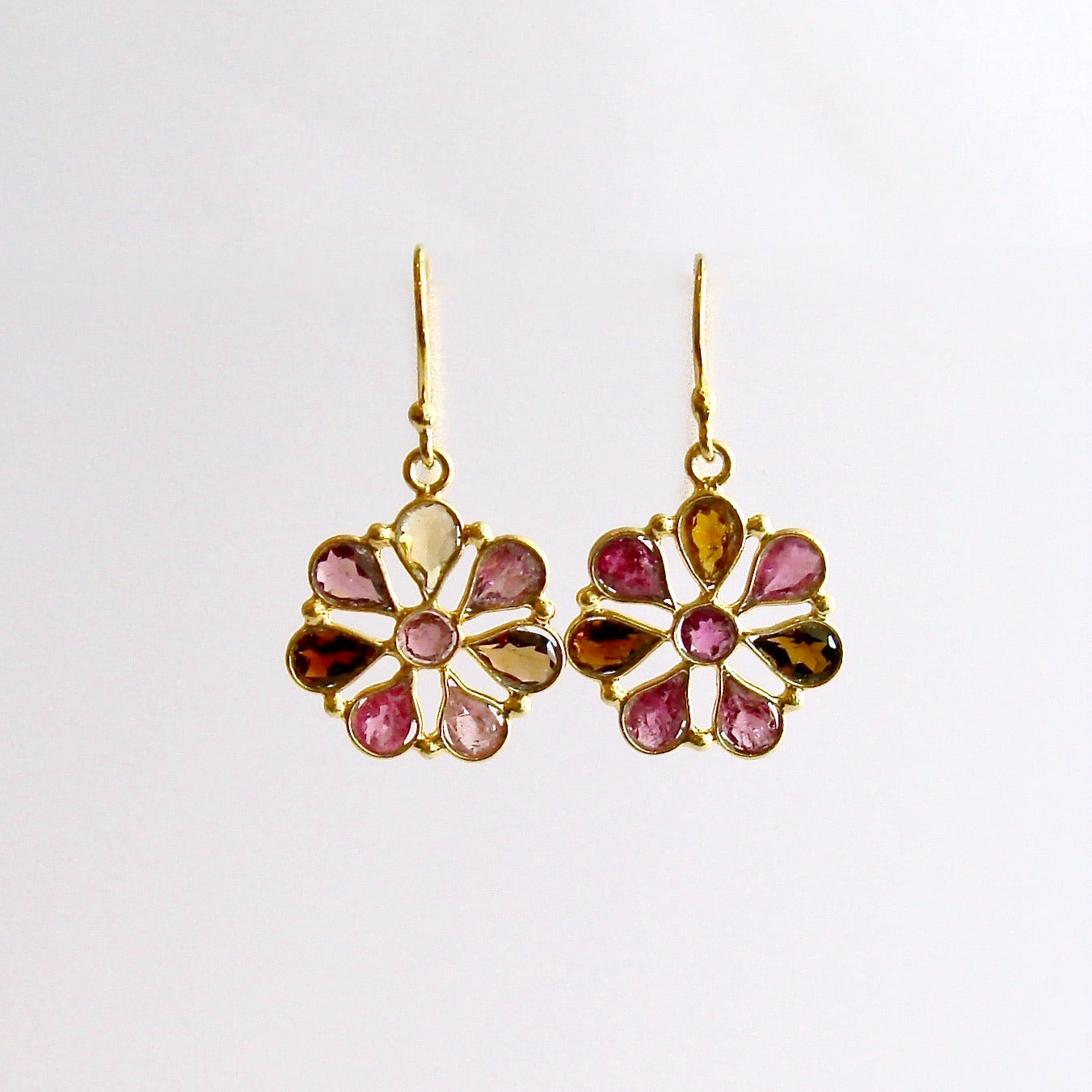 Pink Tourmaline Flower Dangle Earrings - Pandora Earrings – Karen ...