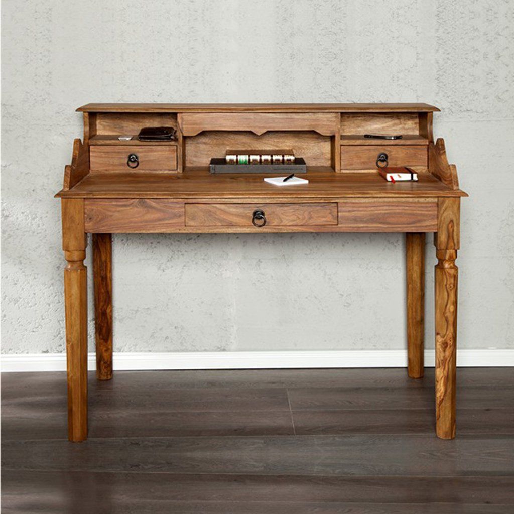 Jaipur Solid Wood Study Table With Three Drawers – Lakkadhaara