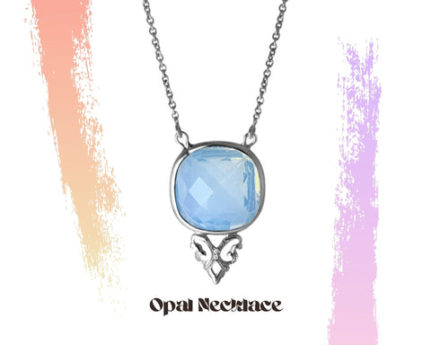 Opal Necklace in Mauritius white gold