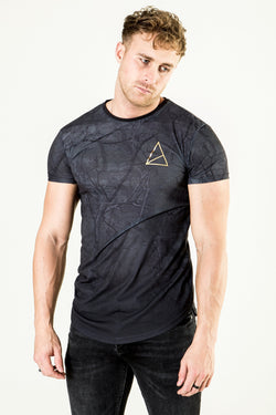 Maka Scooped Hem Men's T-Shirt - Charcoal from Golden Equation