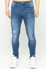 mens mid blue skinny jeans