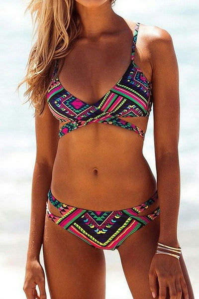 bikini deux pieces motifs ethniques