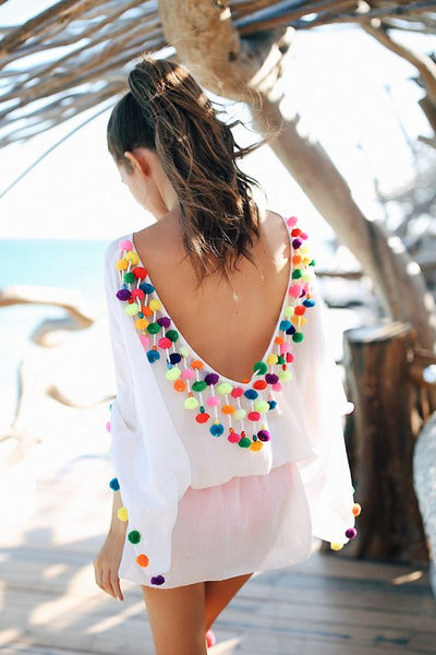 robe de plage a pompoms