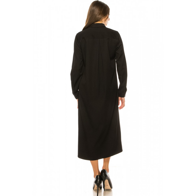 Women's Long Sleeve Twill Midi Dress