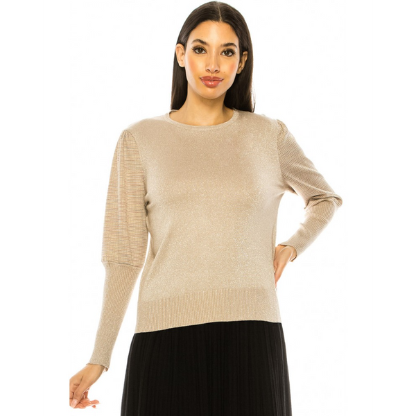 Women's Shimmer Ribbed Cuff Sweater