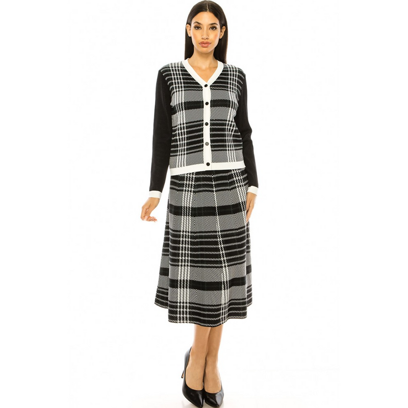 Women's Houndstooth Print Knit Skirt