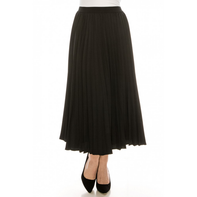 Women's Elastic Waist Pleated Skirt