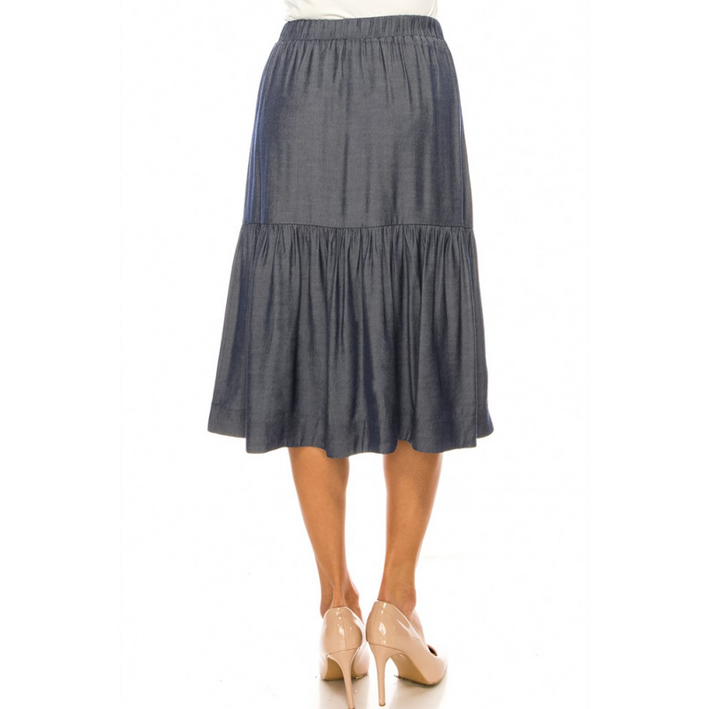 Women's Buttoned Flared Denim Skirt