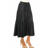 Women's Denim Midi Tiered Skirt
