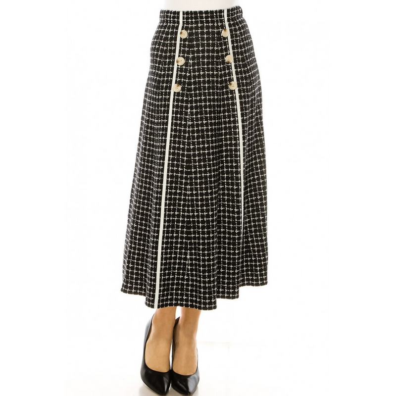 Women's Printed Buttoned Midi Skirt