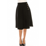 Women's Gold Button Detail Knit Midi Skirt